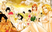 bleach inoue orihime soifon matsumoto rangiku shihouin yoruichi kuchiki rukia beach girls unohana re Wallpaper